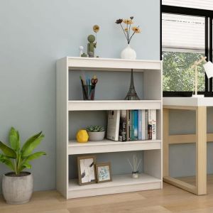 TOPSELLER - Étagère dEscalier Bibliothèque contemporaine-Meuble de rangement Blanc 100x30x103 cm Pin massif 1928