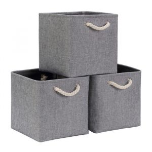 Cube de Rangement Tissu 33x33x33cm Panier Cube de Rangement Boite rangement (Gris 3 Paquet)