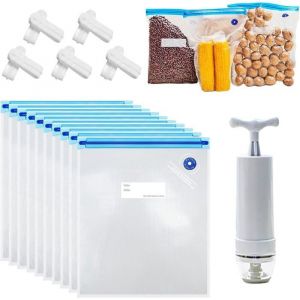10 Pi&egrave;ces Sac Sous Vide 30 X 34Cm Sac Sous Vide Alimentaire R&eacute;utilisable Conservation Vacuum Avec Pompe Pour Conserver Les[YC459]