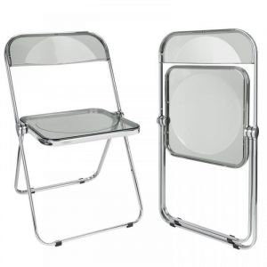 Chaise de Salle &agrave; Manger transparent - VIVOLILV - Chaise Pliante Acrylique - 46x46x77 cm - Gris