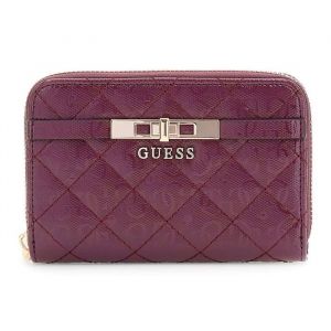 GUESS Porte-monnaie rouge vin pour femme - Idra SLG Medium Zip Around Wallet M Wine 325207