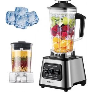 Mixeur blender 2 en 1 6000W m&eacute;langeur &agrave; haut rendement dot&eacute; de 9 vitesses 25 l de machine &agrave; smoothies et moulin &agrave; caf&eacute; 4 lames