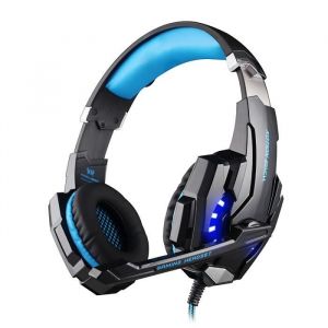 KOTION EACH G9000 3.5mm USB r&eacute;duction du bruit casque de jeu pour Tablet PC Smartphone PS4 avec c&acirc;ble adaptateur audio - Noir+Bleu