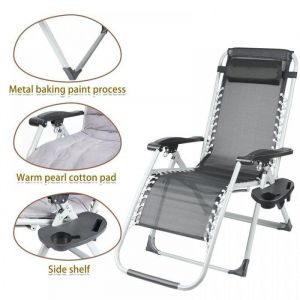 MIPAN .Bain de soleil  - Chaise Longue - Transat - Bain De Soleil - Pliante - Avec appuie-t&ecirc;te - Inclinable -178*66*95cm - Noir