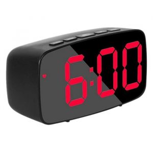 Réveil de chevet numérique intelligent horloge de bureau USB de voyage à LED rouge avec date 12/24 heures température répétit