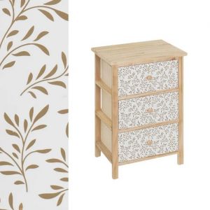 Meuble de rangement avec 3 tiroirs en bois coloris blanc naturel -  longueur 40 x Profondeur 29 x Hauteur 58 cm