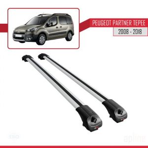 Compatible avec Peugeot Partner 2 Tepee 2008-2018 ACE-1 Barres de Toit Railing Porte-Bagages de Voiture Gris Alu 2 Barres