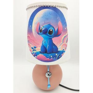 LAMPE DE CHEVET BOULE SAUMON STRASS STITCH PERLE