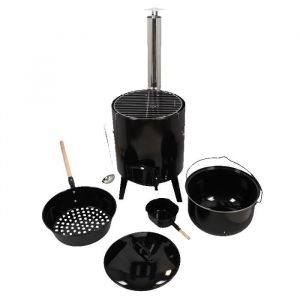 Ensemble de poêles plein air en inox - 5 pièces - Noir