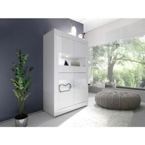 Vitrine COMETE - LEDs - 4 portes - Blanc laqué
