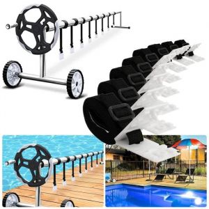 Kit de Fixation pour bâche Solaire de PiscineSangles et Clips de Fixation pour Les enrouleurs8 Sangles en Nylon8plaques de Cordon