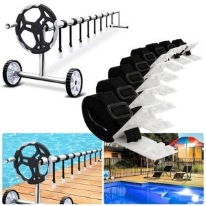 Kit de Fixation pour bâche Solaire de Piscine,Sangles et Clips de Fixation pour Les enrouleurs,8 Sangles en Nylon,8plaques de Cordon