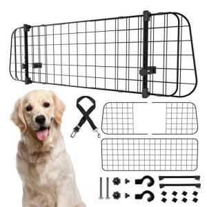 Yakimz Grille pour chien voiture Largeur réglable 90-145 cm Clôture pour animaux de compagnie GRILLE SEPARATION ANIMAUX