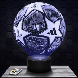 Lampe 3D - Ballon de Football - Accessoire Objet Cadeau Ballon de Football - Veilleuse Led Tactile avec socle au choix