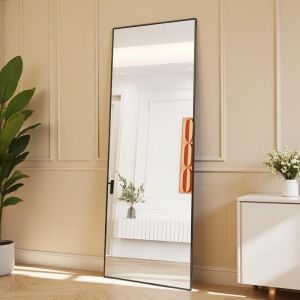 Miroir sur Pied - Rectangulaire 164x54 cm - Contour Vo&ucirc;t&eacute; - Noir - Int&eacute;rieur