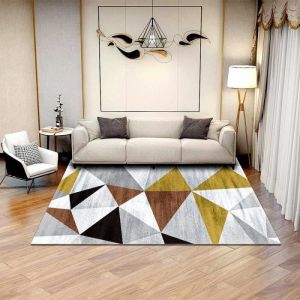 Tapis Salon - Grande Taille Tapis Gray Simple Triangle Geometry Epais Tapis de Salon
