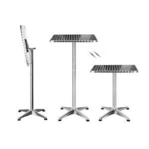 Willonin® Mange debout en aluminium 60x60 cm 2 en 1 Table de bar Bistro Table haute avec hauteur réglable 70-110 cm pour jardin