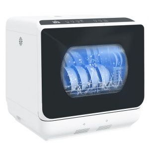 Mini lave-vaisselle - HOMCOM - 4 couverts 5 programmes réservoir deau 6L - commande tactile - affichage LED - blanc