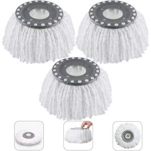 3Pcs Têtes Microfibre Balai Mop HeadsTête de Vadrouille Rechange Rond Têtes Mop Rotation à 360 pour Balais Serpillère Rotatif