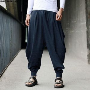 Pantalons Hommmes Sarouel Japonais Lâches De Jogging Cross- Crotch Jambes Larges Bouffants