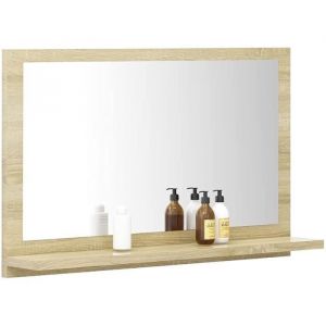 Miroir de Salle de Bain Miroir Mural Miroir avec Tablette Chêne Sonoma 60x105x37[116]