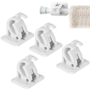 4PCS Support De Tringle &agrave; Rideau Auto-Adh&eacute;Sif Crochets Support de Tringle &agrave; Rideau Sans Percage (Blanc)