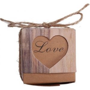 50 Bo&icirc;te Drag&eacute;es Ballotin Coeur Mariage D&eacute;cor Bonbon