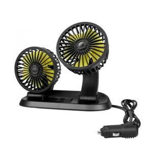 Ventilateur de voiture - UNBRANDED - Double T&ecirc;te 12V - 2 Vitesses - C&acirc;ble 130 cm - Puissant et Pratique