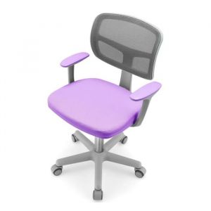 Chaise de Bureau Enfant Roulante - DREAMADE - Siège Pivotant en Maille - Chaise à Roulettes Ergonomique - Hauteur Réglable - Violet