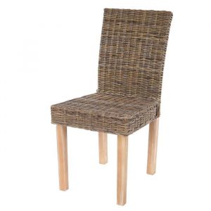 Lot de 4 chaises de s&eacute;jour Littau chaise en osier rotin kubu