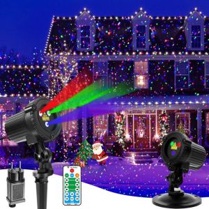 Rosnek Projecteur Laser de No&euml;l dext&eacute;rieur Rouge Vert Bleu IP65 &Eacute;tanche Lumi&egrave;res de projecteur D&eacute;coration Jardin de
