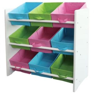 &Eacute;tag&egrave;re meuble de rangement enfant bacs de rangement multicolore66x30x70cm.