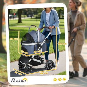 Poussette pour chien 3 en 1 Poussette pour chien pliable pour chiens et chats jusquà 10 kg Poussette pour chat avec coussin Porte