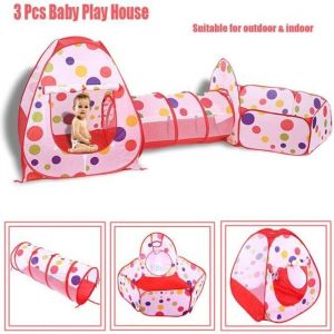 Tente de Jeu Enfant en 3 Pi&egrave;ce/Tente &agrave; Balles avec Tunnel Piscine A Balles  Jouet Enfants Cadeau