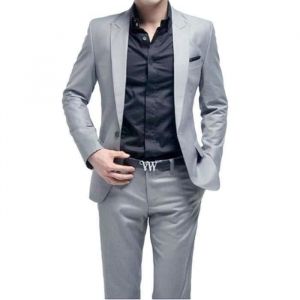 Costume Homme 2 pièces Slim Fit Smoking Simple Poitrine à Un Bouton Blazer Veste et Pantalon