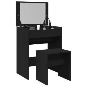 SALE 2025Coiffeuse meuble moderne &agrave; femmes - Coiffeuse et tabouret - noir 60x40x1135 cm2455 Kg 7628