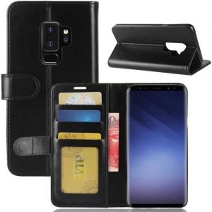 Pour Samsung Galaxy S9+ Housse S9 Plus (6.2) Premium PU Cuir Etui Magnétique Flip Coque Galaxy S9+ G965F Noir
