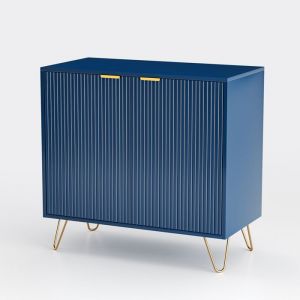 BuffetBuffet ModerneBuffet Bahut avec 2 portesBuffet BasBuffet de salonRangementBleuPieds en métalPour Cuisine80x40x78 cm