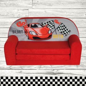 Canapé lit enfant Racing - FORTISLINE - Rouge - Junior - Mousse - Mixte - 3 ans - Canapé lit enfant