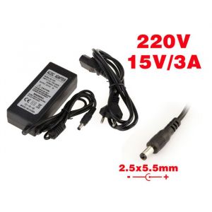 KALEA-INFORMATIQUE Alimentation externe AC DC - 220V vers 15V 3A Embout 2.5x5.5mm Embout 2.5x5.5mm