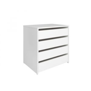 Commode Meuble de rangement avec 4 tiroirs coloris Blanc - Hauteur 618 x Longueur 60 x profondeur 45 cm