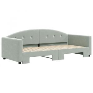 Lit banquette 2 places - Canapé/Lit de jour avec gigogne - multifonctionnel - gris clair 90x200 cm CAL5543141