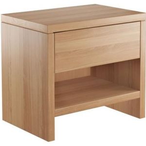table de chevet en hêtre massif naturel style moderne avec 1 tiroir et niche 90.20-K39