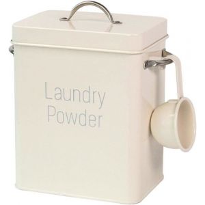 Bote de Lessive en Poudre 4L avec Cuillre Bidon de Stockage en Mtal pour Poudre Lessive Beige PZCC