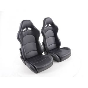 Paire de siege baquet Carbon Simili Cuir Noir Inclinable Coque carbone-27312908