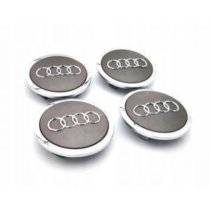 4 x Enjoliveur Bouchon de Jante 69mm AUDI Gris Logo Caches Moyeu ref.4B0601170A