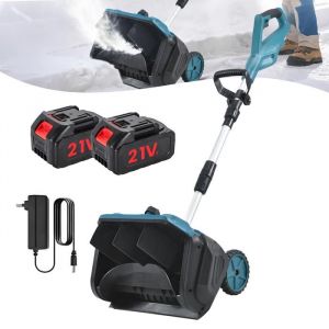 Deneigeuse Électrique Fraise à Neige sans Fil 3000mah Poignée à L’angle Réglable 2500rpm avec 2 Batteries LED Pliable Deneigeuse