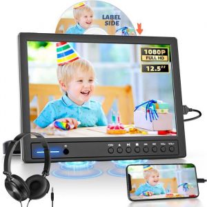 Lecteur DVD Voiture Arafuna 125 Pouces HD avec &Eacute;couteurs et Support Appuie-t&ecirc;te
