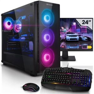 Aurum Newcomer PC gamer fixe complet AMD Ryzen 7 5700G - Ecran LED 24 - AMD Radeon Vega 8 - 16Go - 1To M.2 SSD - Windows 11 -