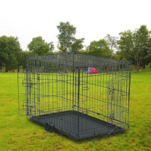 Cage pour Chien de transport pliante en métal 75 x 47 x 52.5 cm Noir